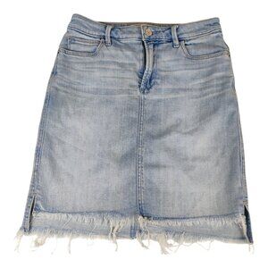Abercrombie & Fitch Denim Jean Skirt Frayed Edge High Low Hem Light Wash